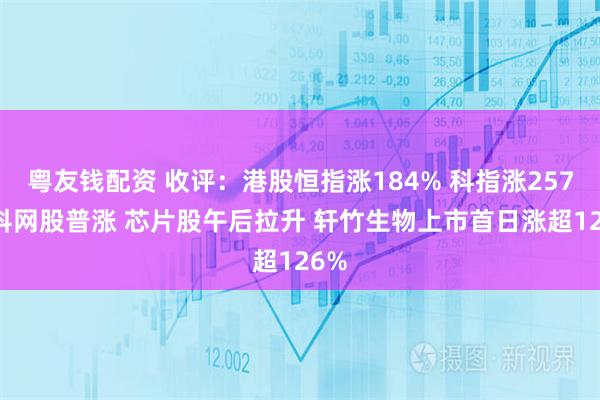粤友钱配资 收评：港股恒指涨184% 科指涨257% 科网股普涨 芯片股午后拉升 轩竹生物上市首日涨超126%