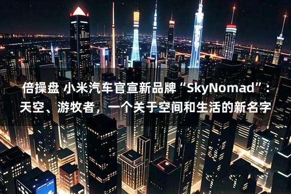 倍操盘 小米汽车官宣新品牌“SkyNomad”：天空、游牧者，一个关于空间和生活的新名字